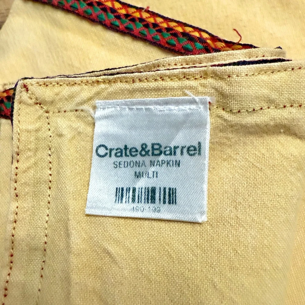 Crate & Barrel Sedona Yellow Napkin with Multicolor Trim